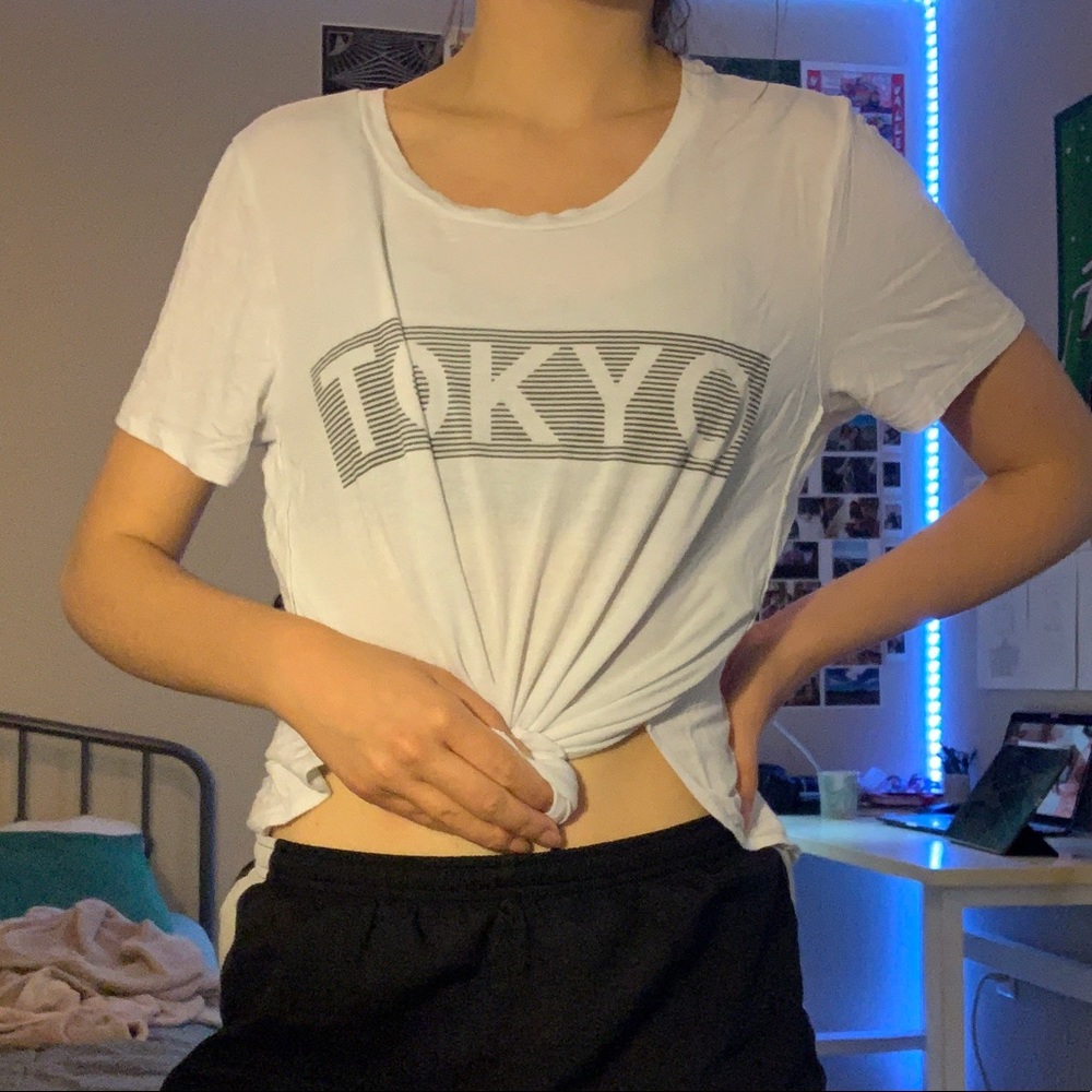 F21 White Tokyo Long Tee